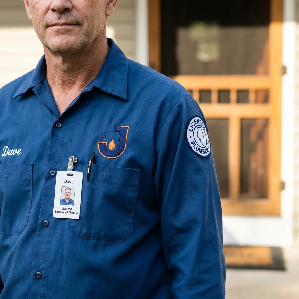 Licensed plumber showing ID badge in Mount Vernon, IL